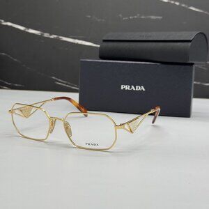 NEW PRADA PRA53V 5AK1O1 EYEGLASSES PR A53V 5AK1O1 GOLD UNISEX EYEWEAR VPR A53 5A